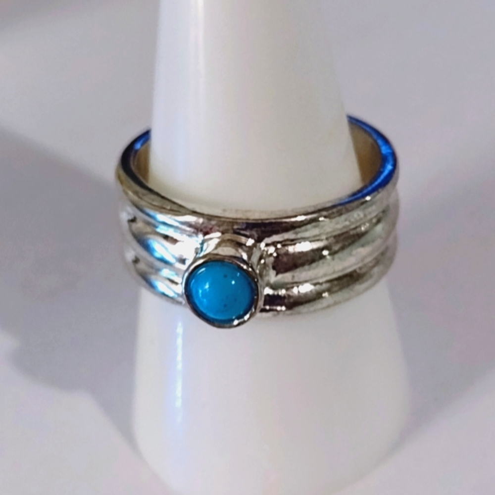 Size 9 - Sterling Silver Plated Turquoise Ring